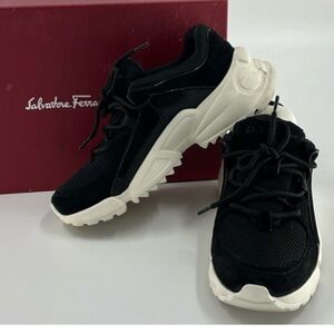 Salvatore Ferragamo Women's Black Nero Suede sneakers size 8.5